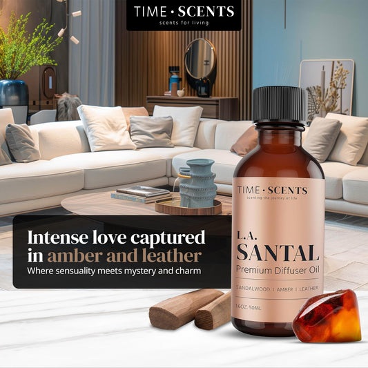 Essential Oil Blend Diffuser Oil - Santal Essential Oil, Hotel Inspired Home fragrance oil for diffuser, Aromatherapy Oils for diffuser for home, Leather, Amber, Sandalwood Essential oils 1.6 oz (2pk)